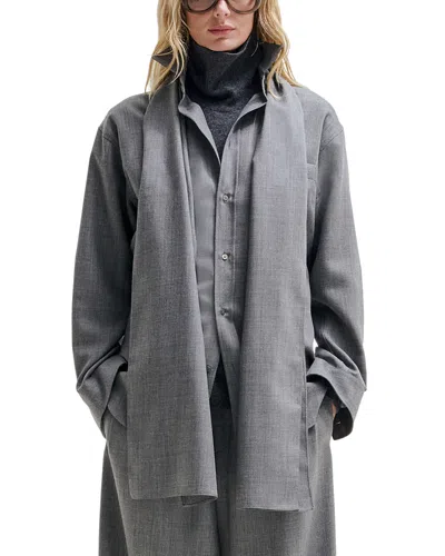 Darkpark Wool Scarf Button Front Shirt In Grey
