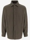 Darkpark Olive Green Classic Collar Wool Shirt In Gray