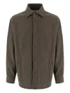 Darkpark Olive Green Classic Collar Wool Shirt In Brown
