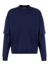 Darkpark Wool Sweatshirt With Double Layer In Blue
