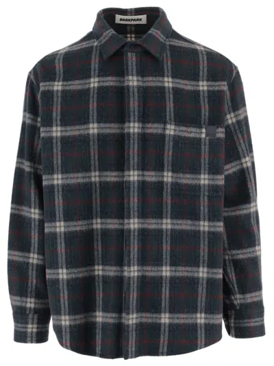 Darkpark Wool-blend Shirt With Classic Collar And Check Pattern In Black