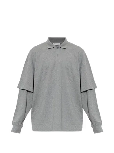 Darkpark Zack Layered-sleeve Cotton Polo Shirt In Gray