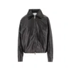 Darkpark Mabel Bomber Jacket With Double Leather Collar In Black