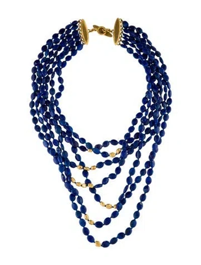 Pre-owned Darlene De Sedle 22k Lapis Lazuli Multistrand Bead Necklace, 18"