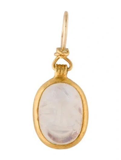 Pre-owned Darlene De Sedle 22k Moonstone Face Pendant, 1.5" In Multi