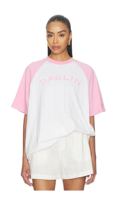 Darlin Old Skool Raglan Tee In Pink