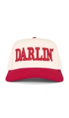 Darlin Patch Puff Embroider Cap In Red Cream