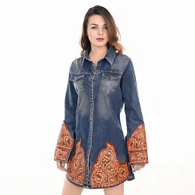 Pre-owned Darling Ad 100% Cotton Denim Women Shirt Jacket Dress Ladies Girl Top In Not Available