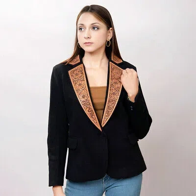 Pre-owned Darling Ad Adbz013 Genuine Leather Hand Tooled Hand Carved Women Blazer Dress Jacket In Not Available