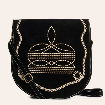 Darling American  Black Boot Stitched Crossbody Bag