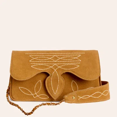 Darling American  Butterscotch Boot Stitch Cutout Crossbody Bag In Brown