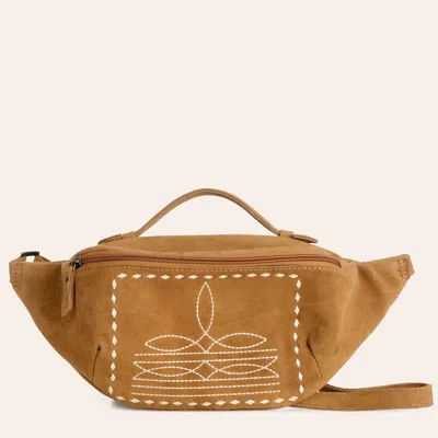 Darling American  Tan Boot Stitch Fanny Pack In Brown