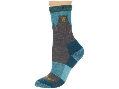 Darn Tough Vermont Bear Town Micro Crew Light Cushion Women's Crew Cut Socks Shoes Aqua: Md (us 7.5-9.5) In Multi