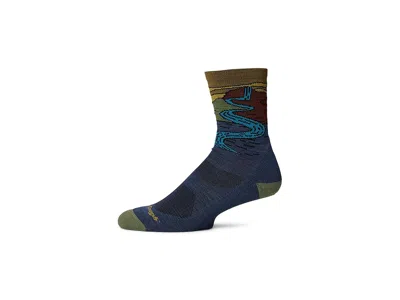 Darn Tough Vermont Chasing Waterfalls Micro Crew Lightweight With Cushion Men's Crew Cut Socks Shoes Denim: Xl (us 12.5 In Blue