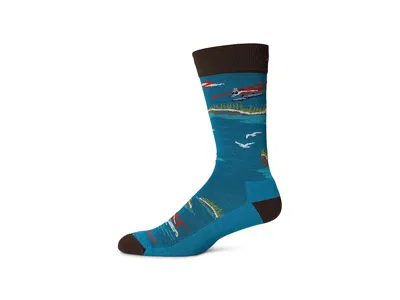 Darn Tough Vermont Float Boat Crew Lightweight With Cushion Men's Knee High Socks Shoes Cascade: Lg (us 10-12) In Blue
