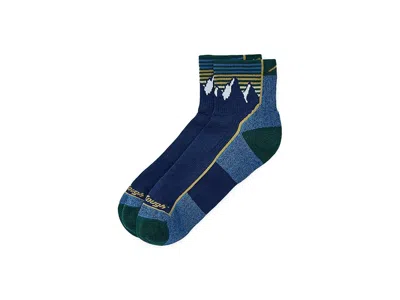 Darn Tough Vermont Hiker 1/4 Midweight With Cushion Men's Quarter Length Socks Shoes Mountain Lake: Lg (us 10-12) In Blue
