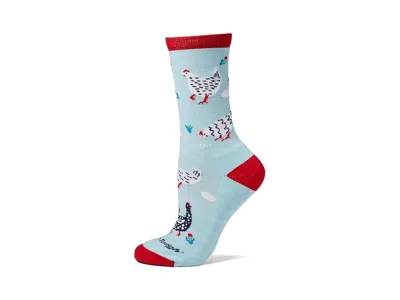 Darn Tough Vermont Mother Clucker Crew Lightweight With Cushion Women's Crew Cut Socks Shoes Skylight: Lg (us 10-11.5) In Blue