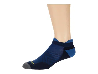 Darn Tough Vermont Run No Show Tab Ultra-lightweight With Cushion Men's Crew Cut Socks Shoes Eclipse: Lg (us 10-12) In Blue