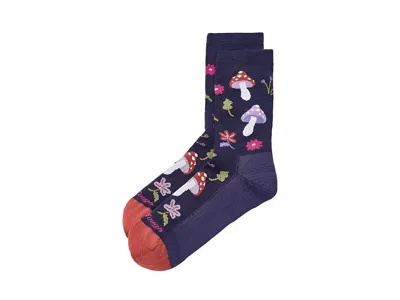 Darn Tough Vermont Shroom Bloom Crew Lightweight Sock Blackberry: Lg One Size In Purple