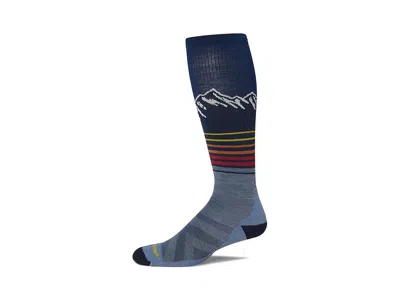 Darn Tough Vermont Steep Lines Otc Lightweight With Cushion Men's Crew Cut Socks Shoes Eclipse: Xl (us 12.5-14.5) In Blue