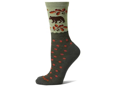 Darn Tough Vermont Wild Life Crew Lightweight With Cushion Women's Crew Cut Socks Shoes Forest: Lg (us 10-11.5) In Green