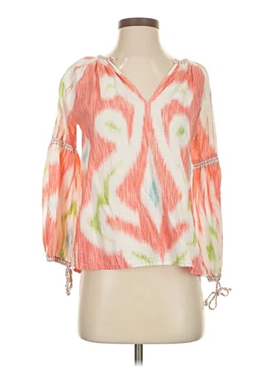 Pre-owned D'ascoli 3/4 Sleeve Blouse In Orange
