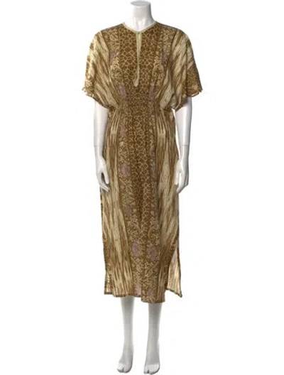 Pre-owned D'ascoli Animal Print Midi Length Dress In Neutral