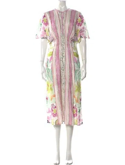 Pre-owned D'ascoli Floral Print Midi Length Dress In Multi