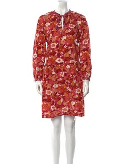 Pre-owned D'ascoli Floral Print Mini Dress In Red