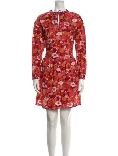 Pre-owned D'ascoli Floral Print Mini Dress In Red