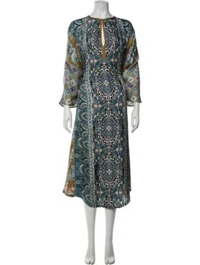 Pre-owned D'ascoli Long Kaftan Patterned Robe In Multicolor