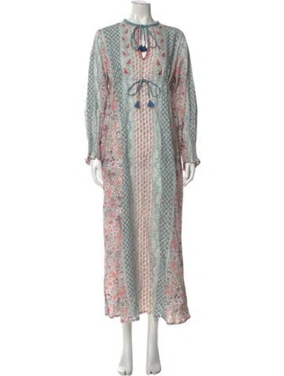 Pre-owned D'ascoli Paisley Print Long Dress In Blue