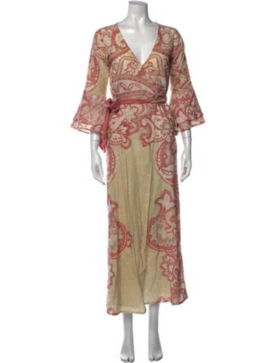 Pre-owned D'ascoli Paisley Print Long Dress In Multicolor