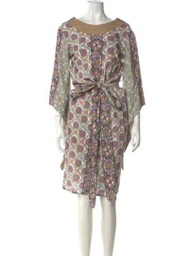 Pre-owned D'ascoli Printed Knee-length Dress In Neutrals