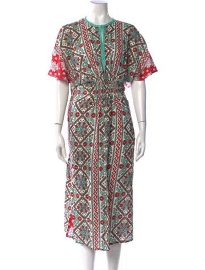 Pre-owned D'ascoli Printed Long Dress In Blue