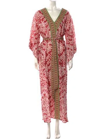 Pre-owned D'ascoli Printed Long Dress In Red