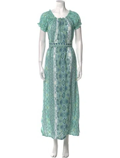 Pre-owned D'ascoli Printed Long Dress In White