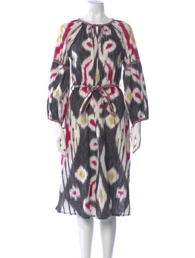 Pre-owned D'ascoli Printed Midi Length Dress In Pink