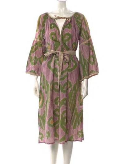 Pre-owned D'ascoli Printed Midi Length Dress In Pink