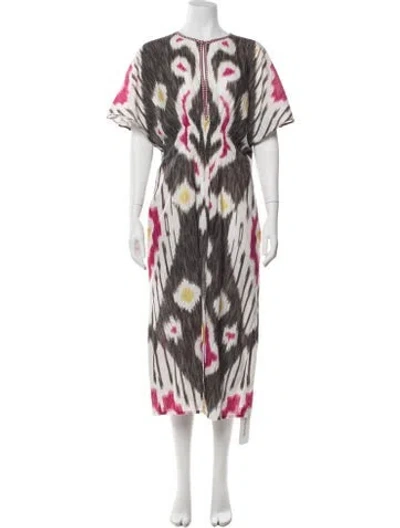 Pre-owned D'ascoli Printed Midi Length Dress In Pink