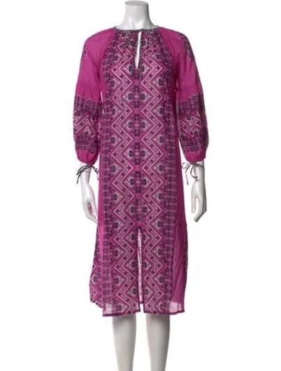 Pre-owned D'ascoli Printed Midi Length Dress In Purple