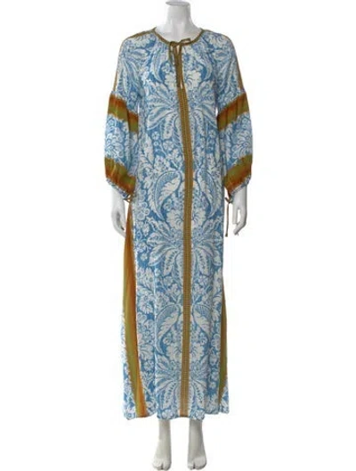 Pre-owned D'ascoli Silk Long Dress In Blue