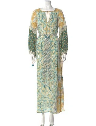 Pre-owned D'ascoli Silk Long Dress In Multi