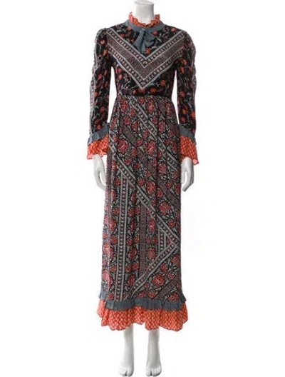 Pre-owned D'ascoli Silk Long Dress In Multi