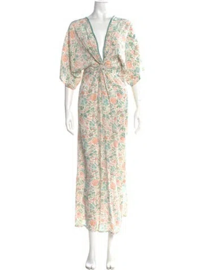 Pre-owned D'ascoli Silk Long Dress In Multi