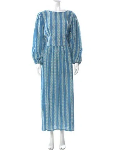 Pre-owned D'ascoli Silk Long Dress W/ Tags In Blue