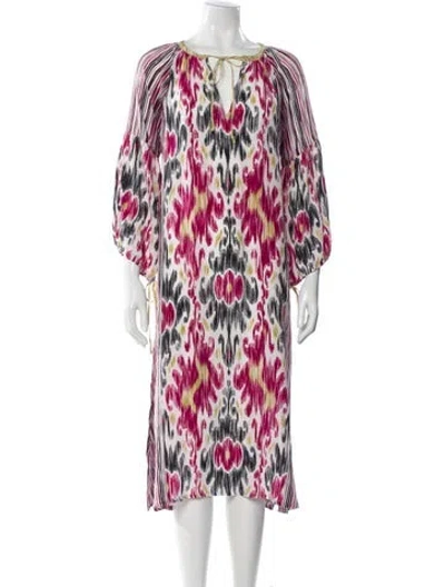 Pre-owned D'ascoli Silk Midi Length Dress In Neutral