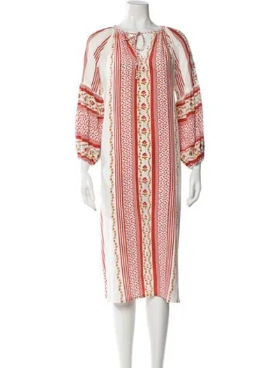Pre-owned D'ascoli Silk Midi Length Dress In Neutral