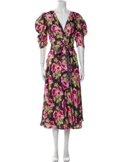 Pre-owned D'ascoli Silk Midi Length Dress In Purple