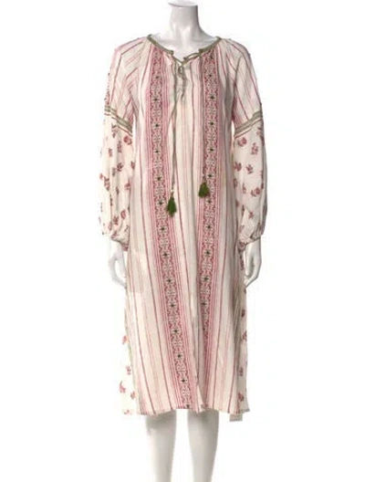 Pre-owned D'ascoli Striped Midi Length Dress In Pink